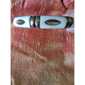 Stone Brass Women’s Cuff Bracelet Ivory Tone Slip On Boho Peasant Nature